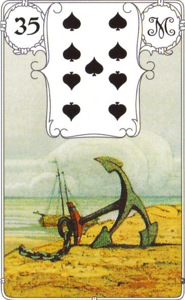 Lenormandkarte der Anker Bedeutung Arbeit, festhalten