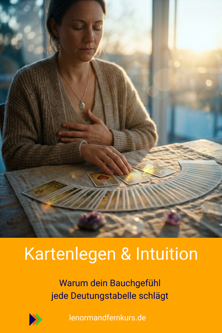 Frau beim Kartenlegen Bauchgefühl und Intuition